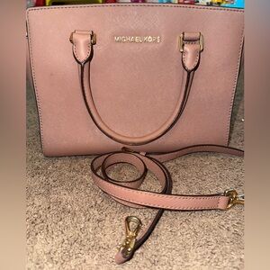 Michael Kors Pink Satchel with Structured Design and Gold Accents